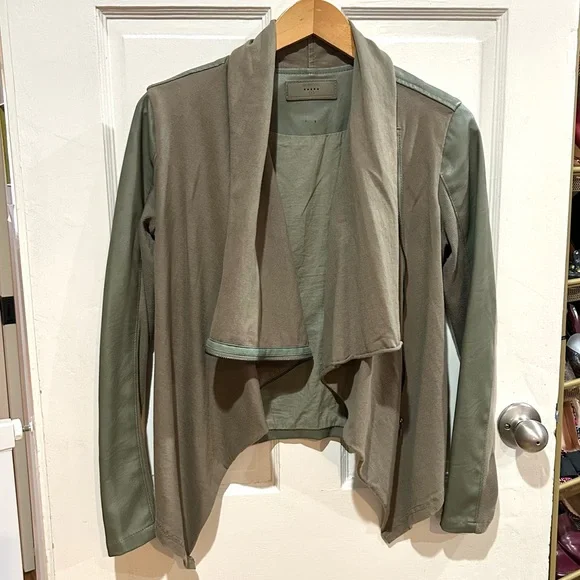 BlankNYC Olive Green Vegan Leather Moto Jacket Size S - Picture 5 of 13